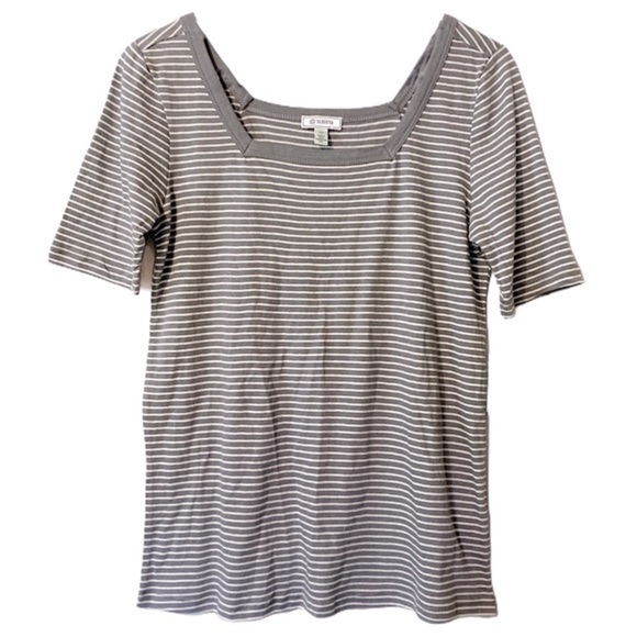 SUSINA Square Neck Striped T-Shirt XS NWT - Picture 2 of 10